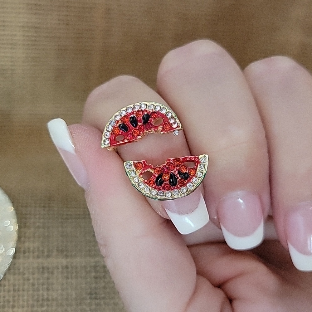 Watermelon Sparkle Post Earrings, 925 posts